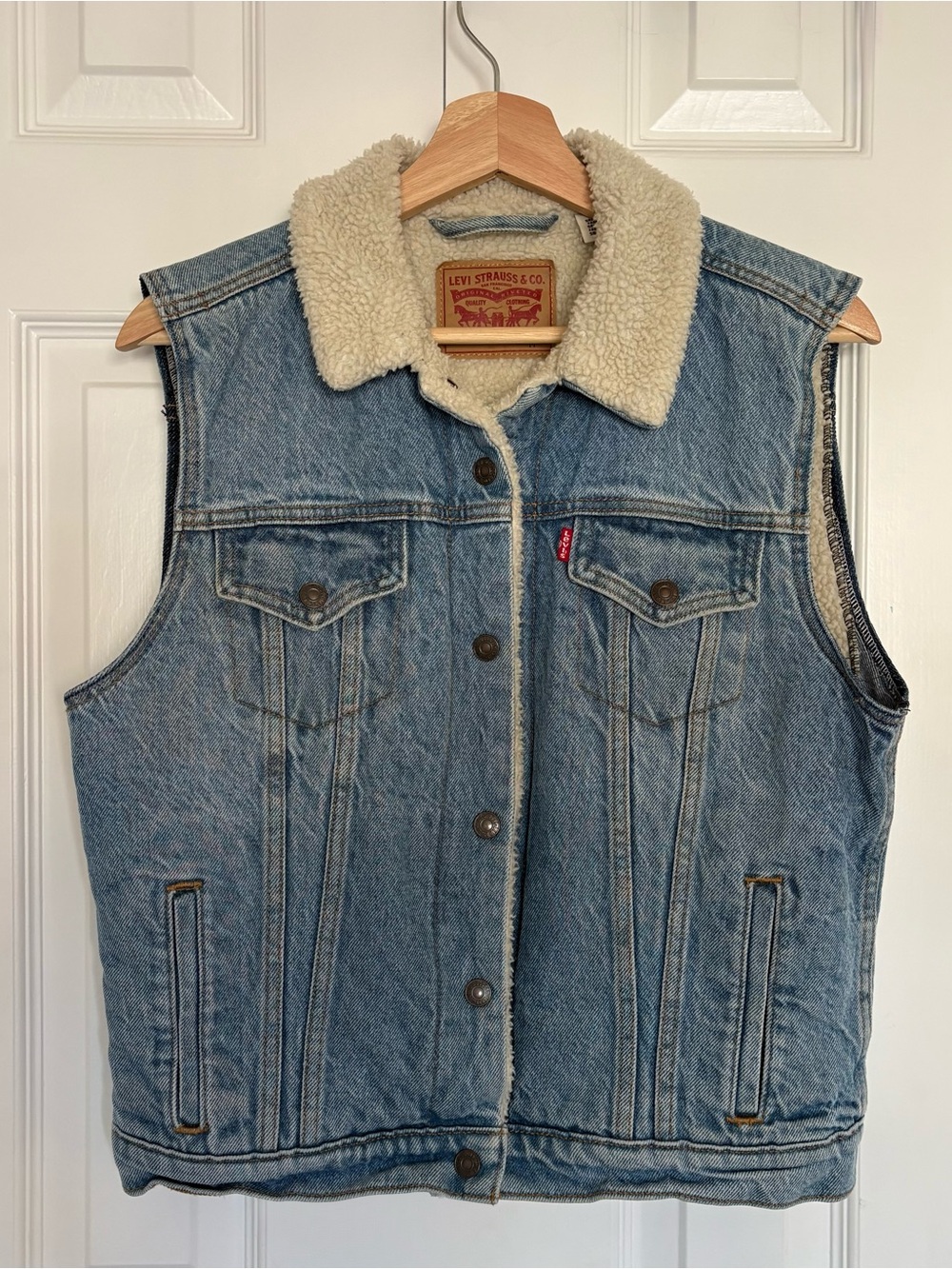 Levi's Light Blue Denim Sherpa-Lined Vest